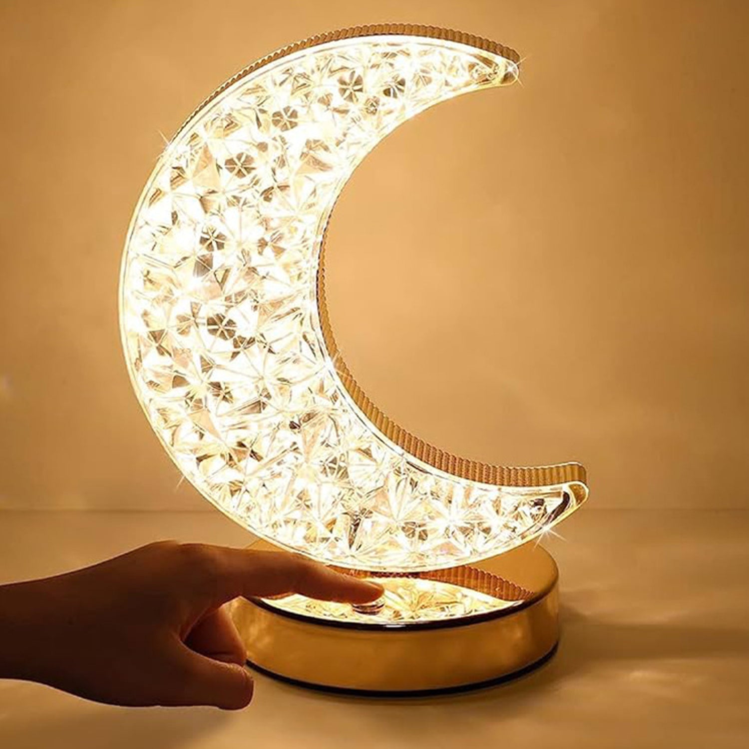 12570 Crystal Table Lamp | Moon Shape Touch Control Lamp with 3 Color | Metal Bedside Lamp for Kids Bedroom Romantic Desktop Nightstand | Stepless Dimming USB Charging Touch Night Light 12570 Crystal Table Lamp | Moon Shape Touch Control Lamp with 3 Color | Metal Bedside Lamp for Kids Bedroom Romantic Desktop Nightstand | Stepless Dimming USB Charging Touch Night Light